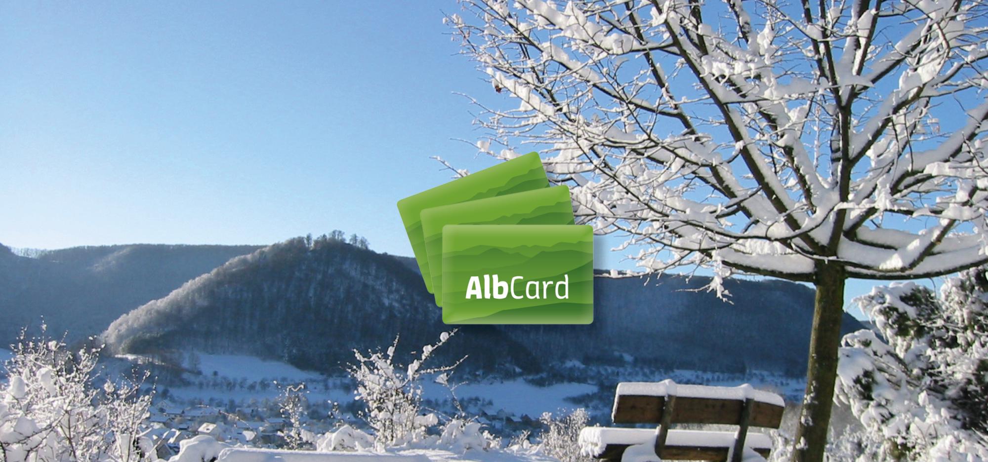 AlbCard, the free guest card for the Swabian Alb, in the middle of a landscape