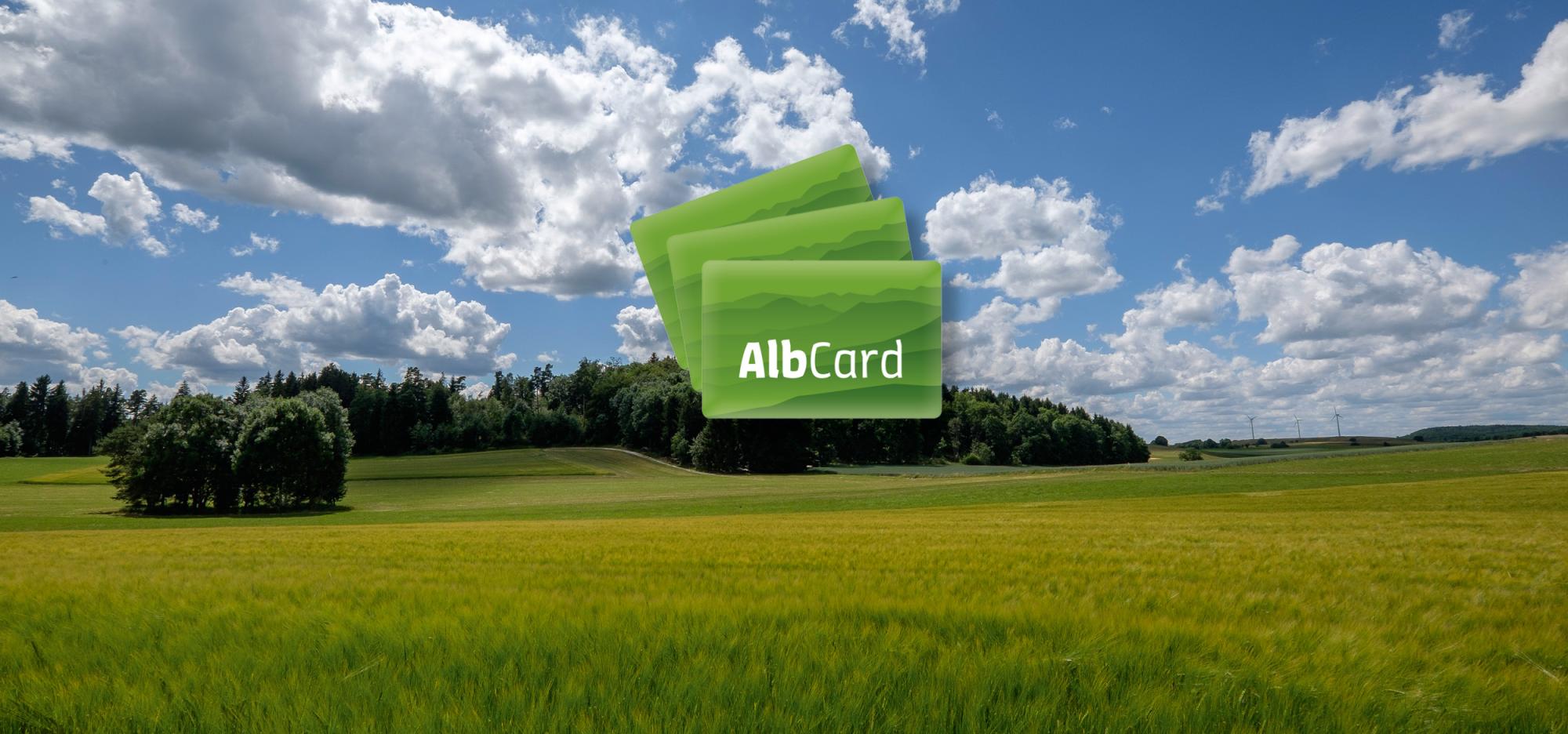 AlbCard, the free guest card for the Swabian Alb, in the middle of a landscape