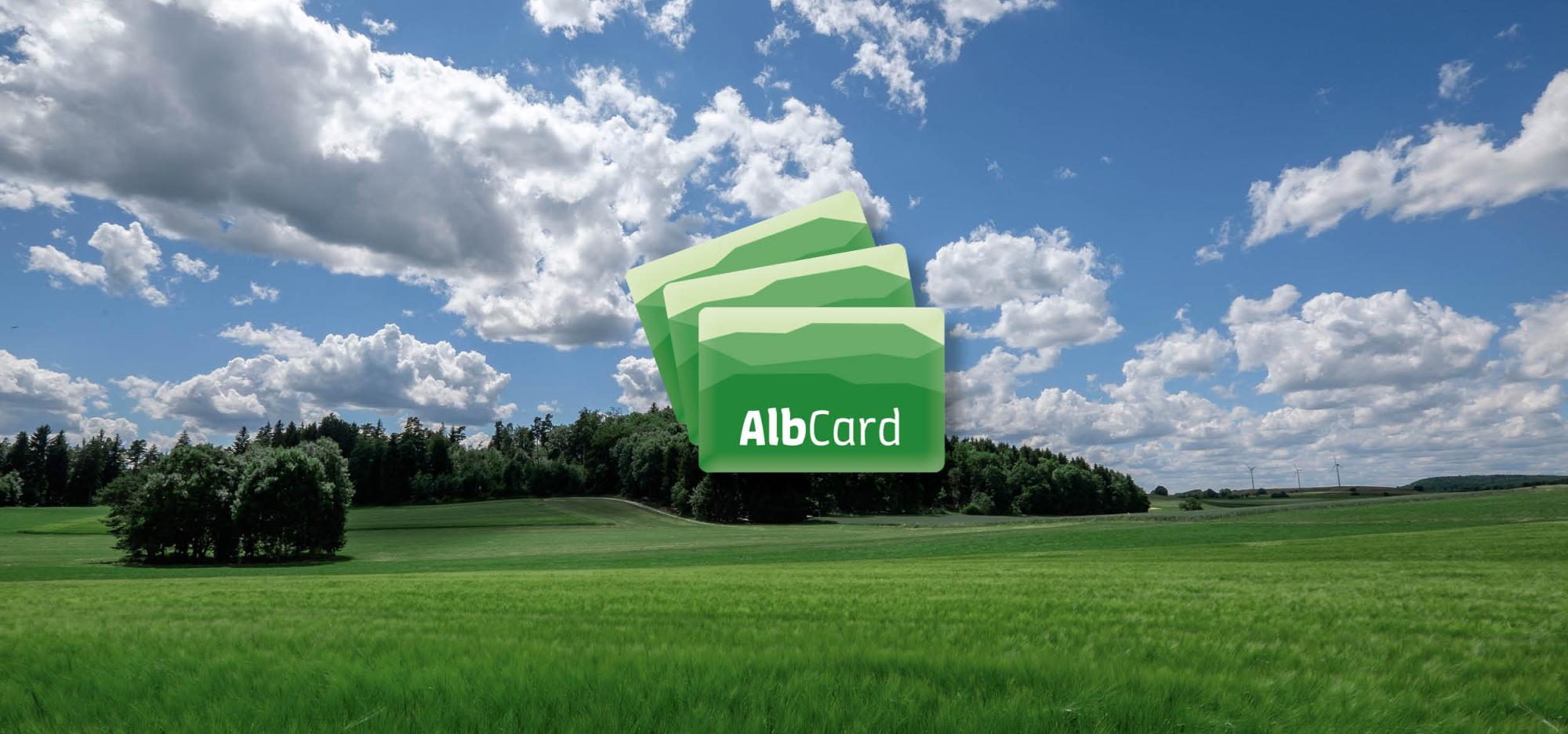 AlbCard, the free guest card for the Swabian Alb, in the middle of a landscape